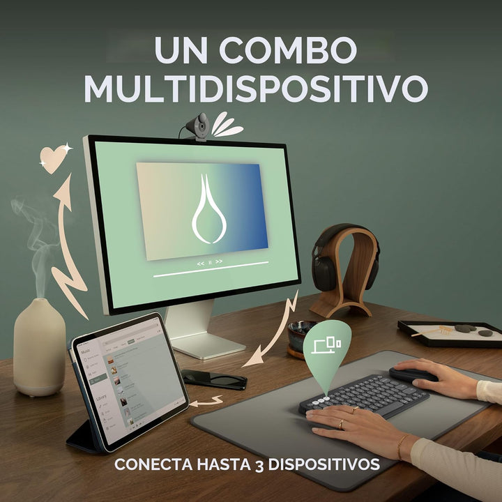 Logitech Pebble 2 Combo, teclado inalámbrico y mouse, silencioso y...