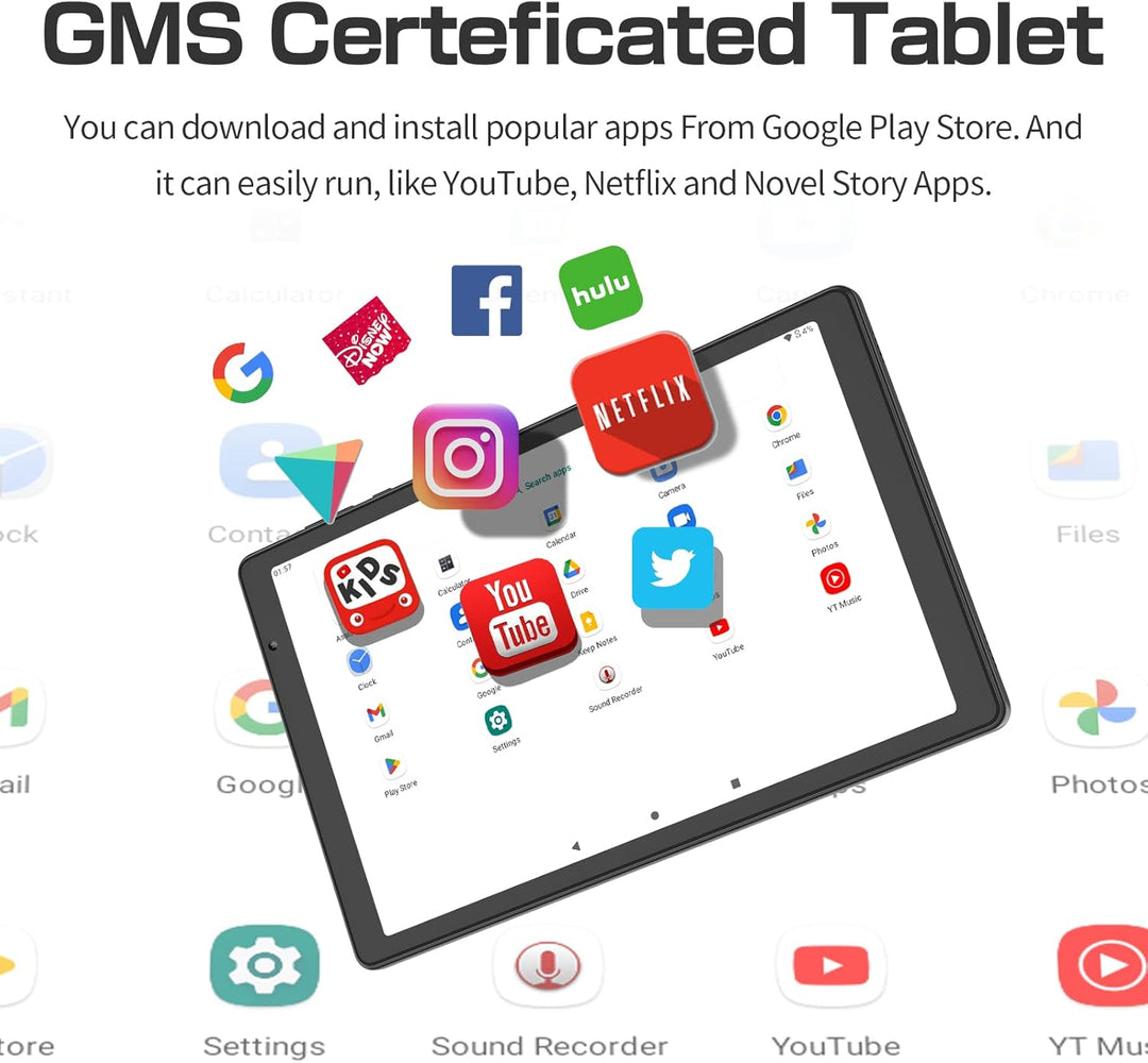 Tablet de 10 pulgadas, 32 GB de almacenamiento, pantalla HD IPS, Qu...