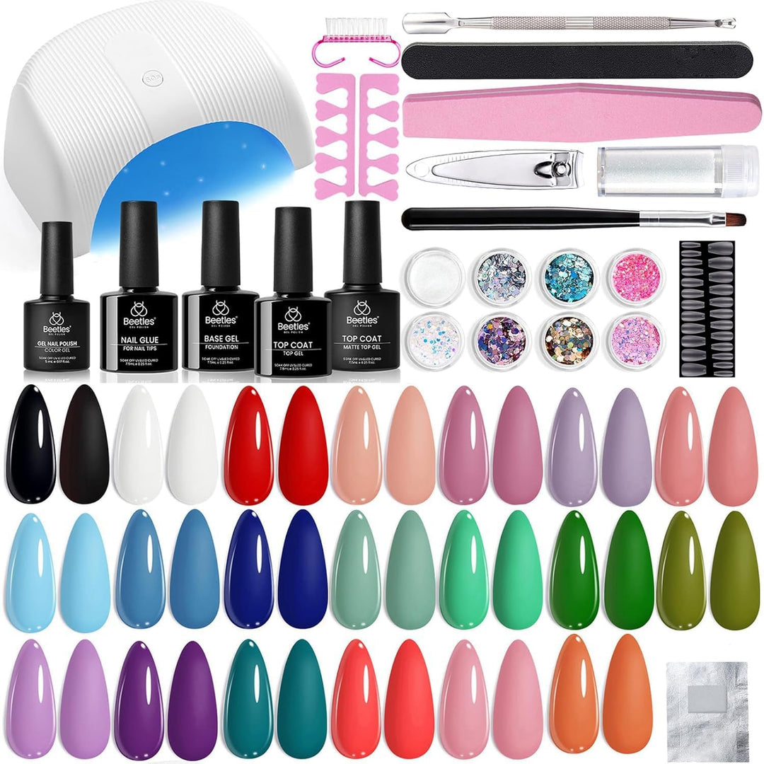 Beetles - Kit de esmalte de uñas de gel con luz UV \u2013 Juego de...