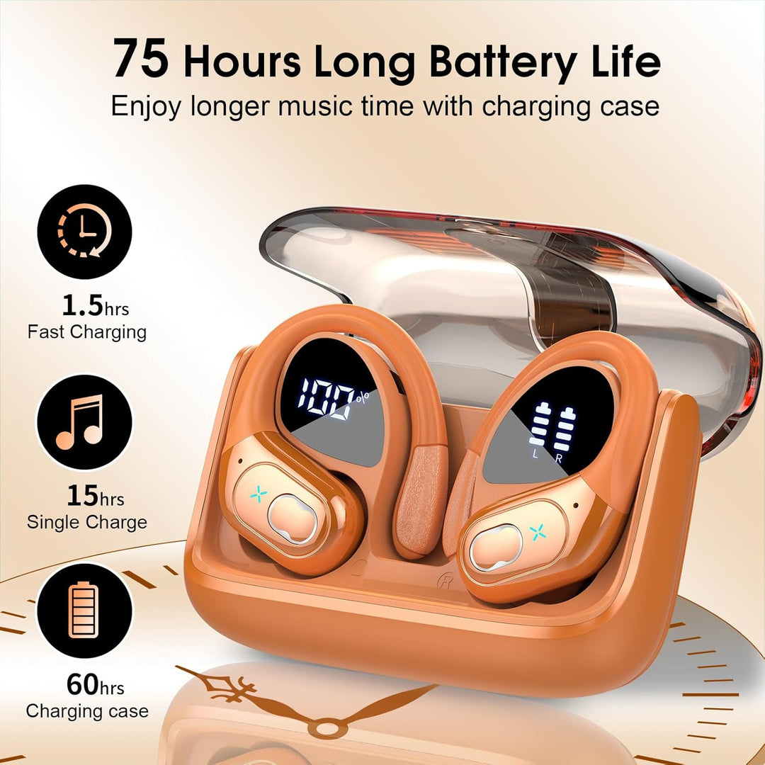 Auriculares inalámbricos 75 horas Bluetooth 5.4 para deportes, auri...