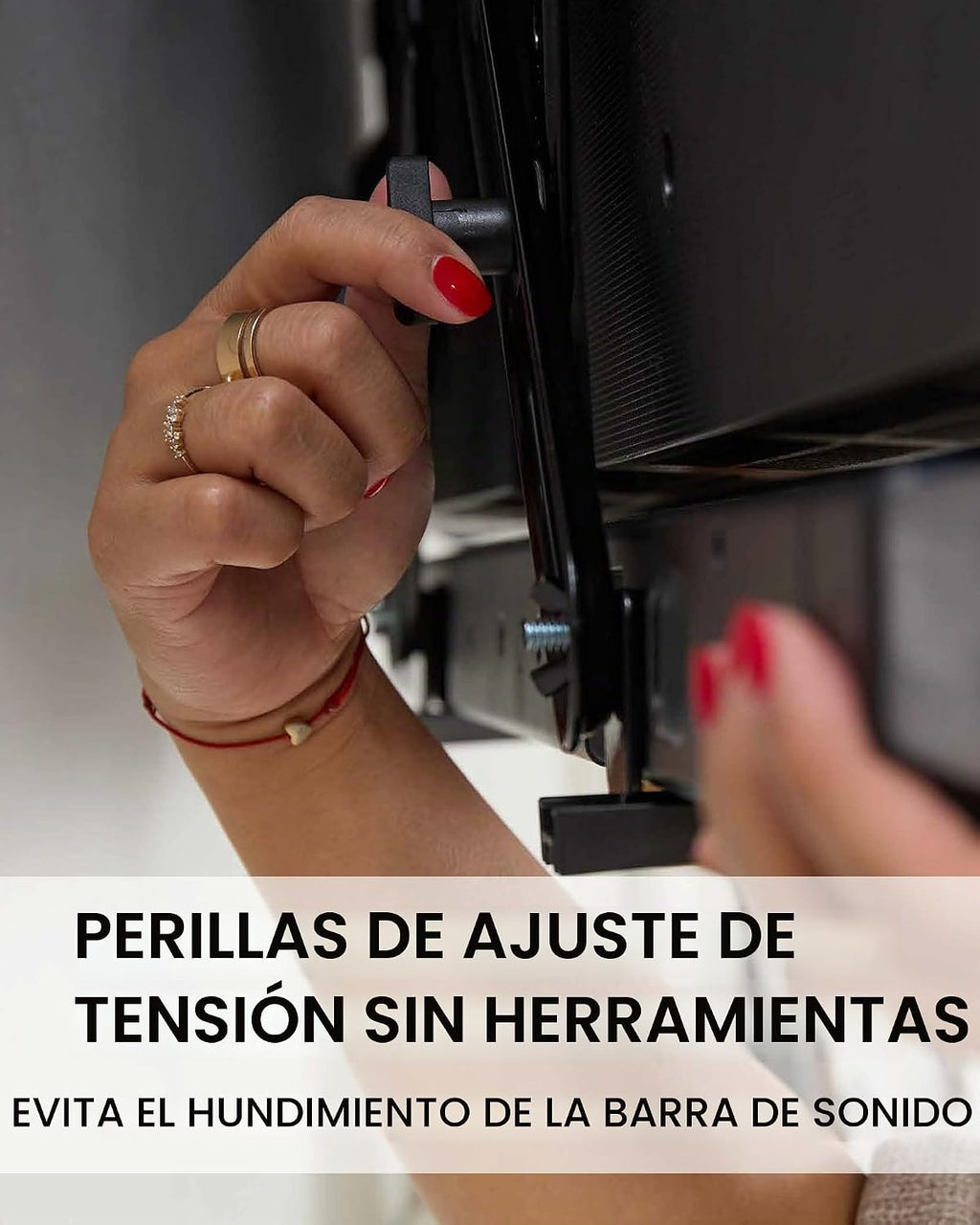 SANUS Kit de montaje universal para barra de sonido de TV para montar barras de sonido debajo del televisor - Se adapta a la mayoría de las barras de sonido de hasta 15 libras - Fácil instalación y