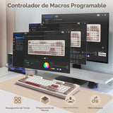 AUSDOM Teclado mecánico inalámbrico Bluetooth H98, BT5.3\/Type-C\/2...