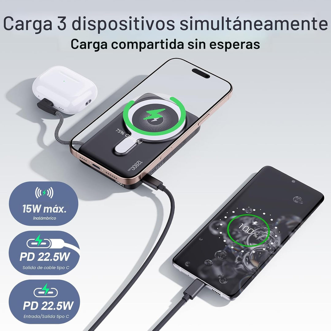 Banco de energía inalámbrico M3 Ultra Slim de 0.4 pulgadas, cargado...