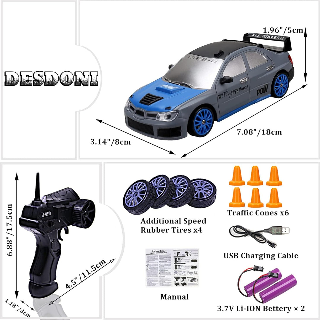 Auto de control remoto RC Drift Car 2.4GHz Escala 1:24 4WD 15KM\/H...