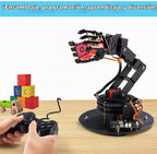 Kit de brazo de robot de metal de 6 ejes con control de joystick para programación Arduino, brazo robótico DIY para aprendizaje STEM, construcción educativa y juego, proyectos de servomotores