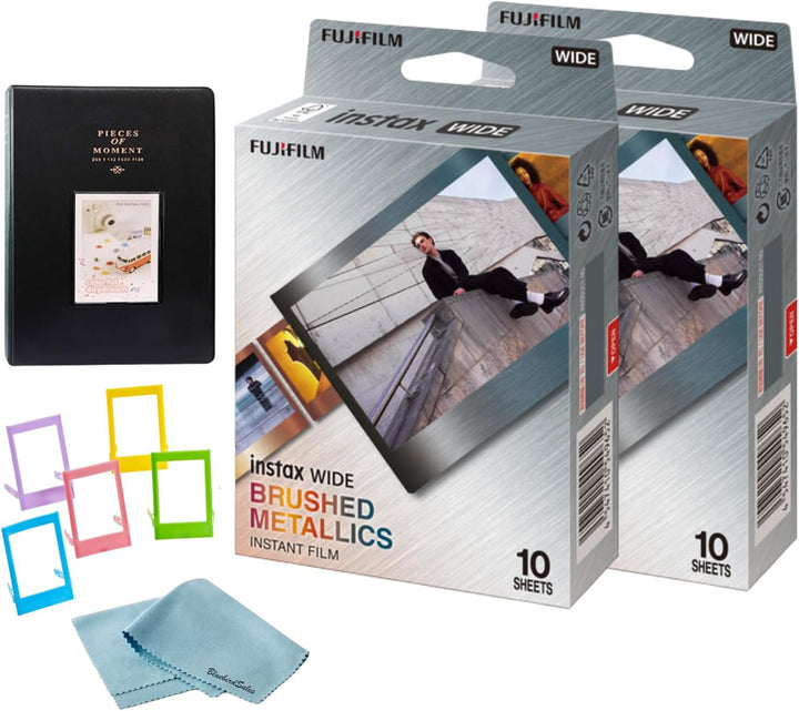 FUJIFILM INSTAX - Paquete de película instantánea de metal cepillad...