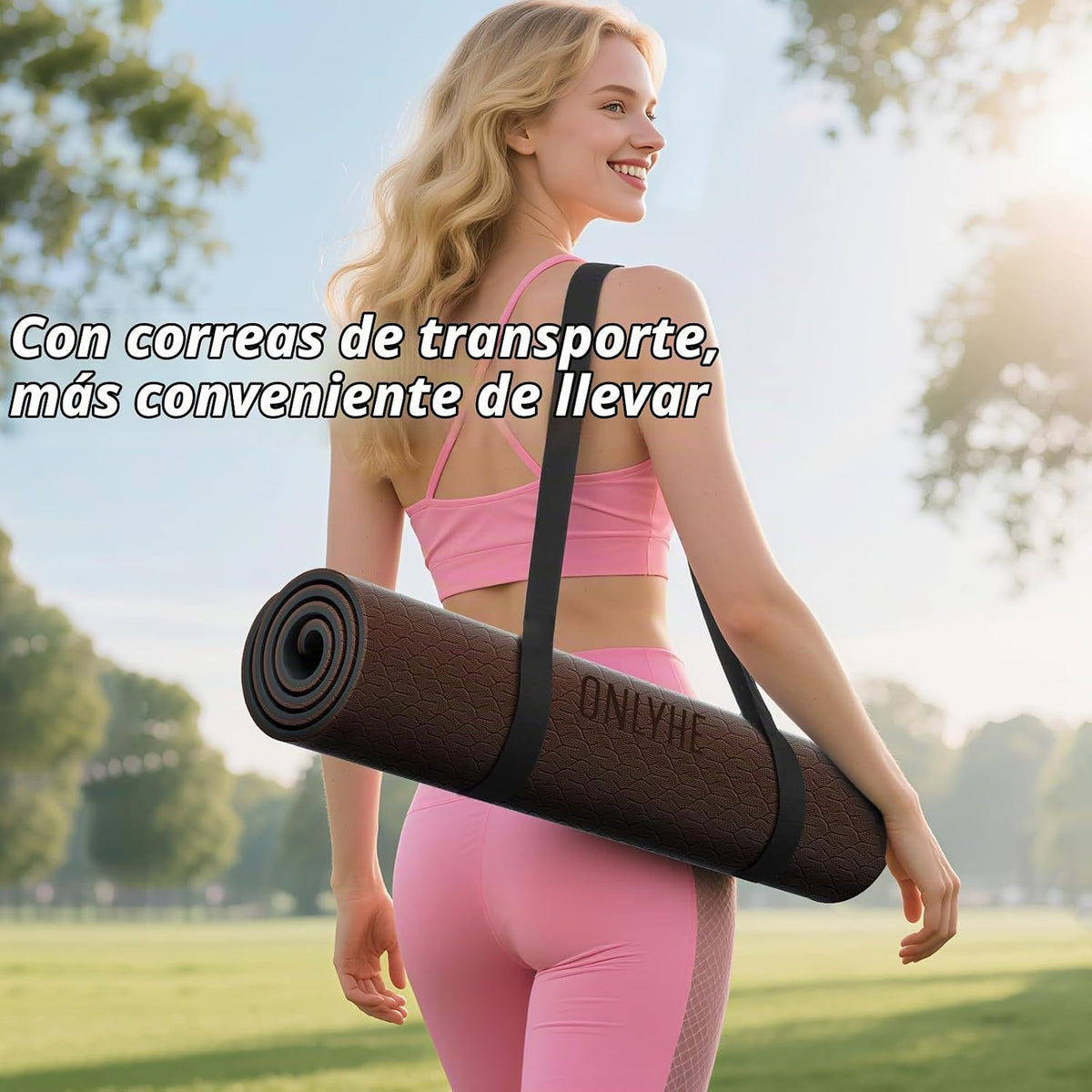 Esterilla de Yoga Gruesa (8mm) Esterilla de Ejercicio Antideslizante Antidesgarro, Esterilla Pilates para Hombres y Mujeres, Esterillas para Entrenamiento en Casa, Ejercicios Descalzos y en Suelo, con Correa de Transporte (71" x 24")