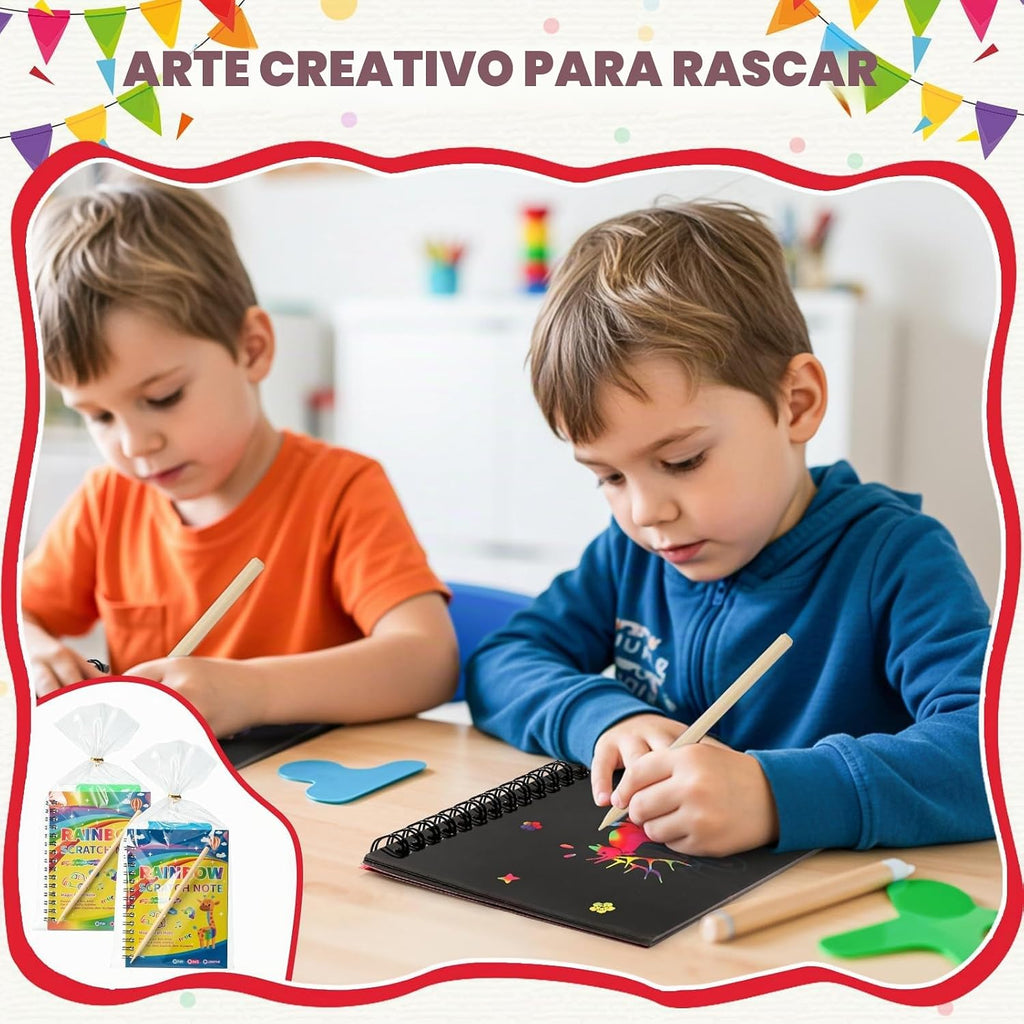 Prudiut Paquete de 30 cuadernos Rainbow Scratch Art con lápiz óptico para