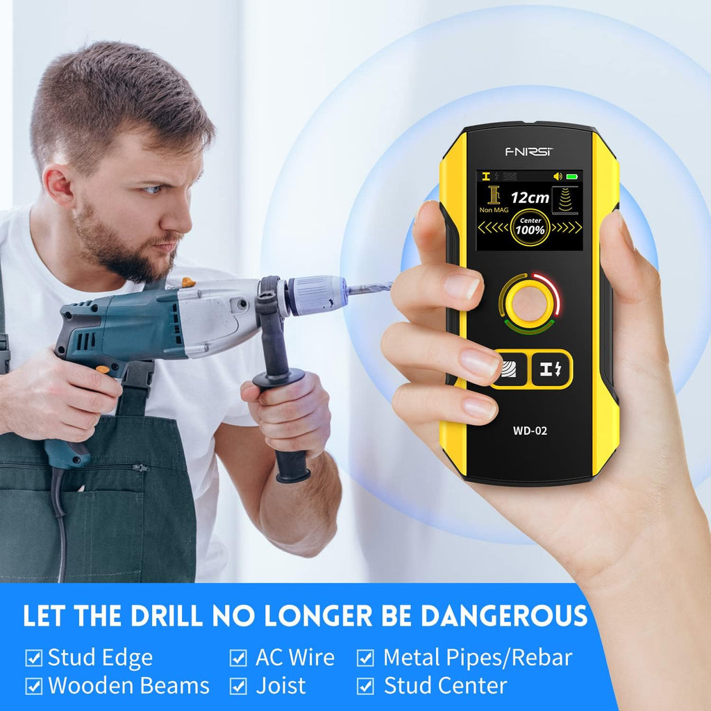 Detector de Vigas de Pared FNIRSI - Detector electrónico de pernos FNIRSI actualizado WD-02 con pantalla TFT y chip HPC, escáner de pared con orificio de posicionamiento para el centro y el borde de