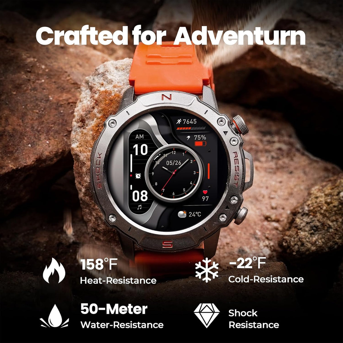 WalkerFit - Reloj inteligente resistente para hombre, AMOLED