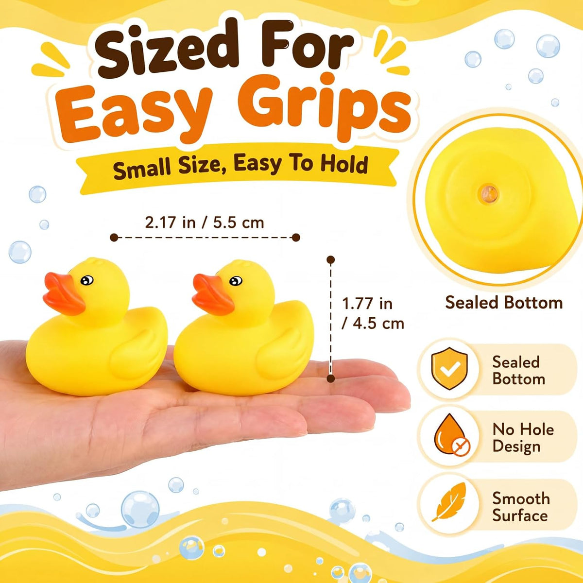 Lenwen 50 piezas de 2.2 pulgadas patos de goma sin agujero impermeable