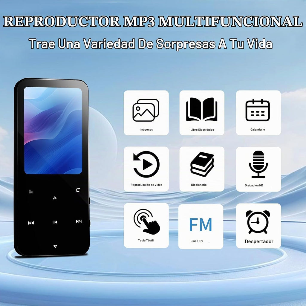 Reproductor MP3 de 144 GB con Bluetooth 5.2, auriculares incluidos (negro)