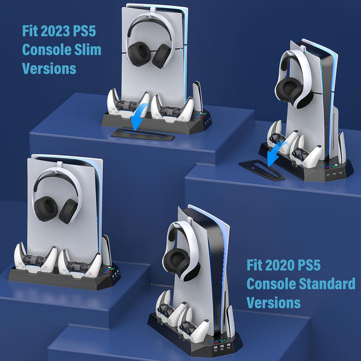 PS5 Slim Stand and Cooling Station with Controller Charging Station...