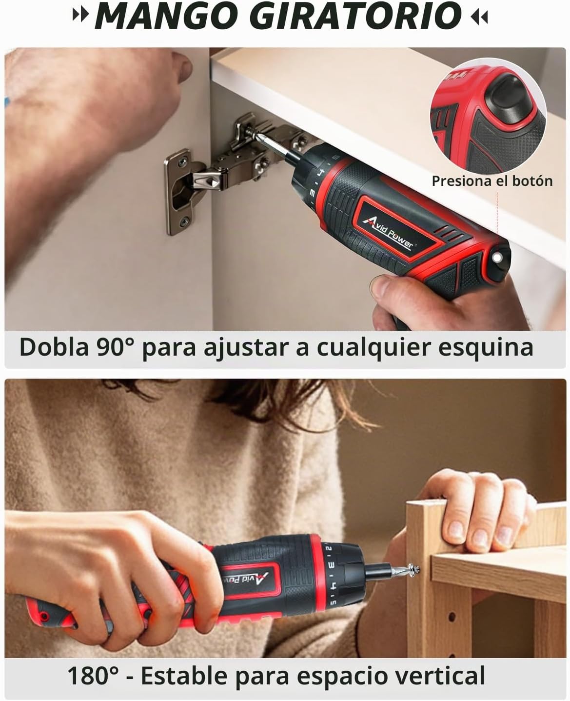 AVID POWER Juego de destornilladores inalámbricos eléctricos 4V 5.65Nm 37