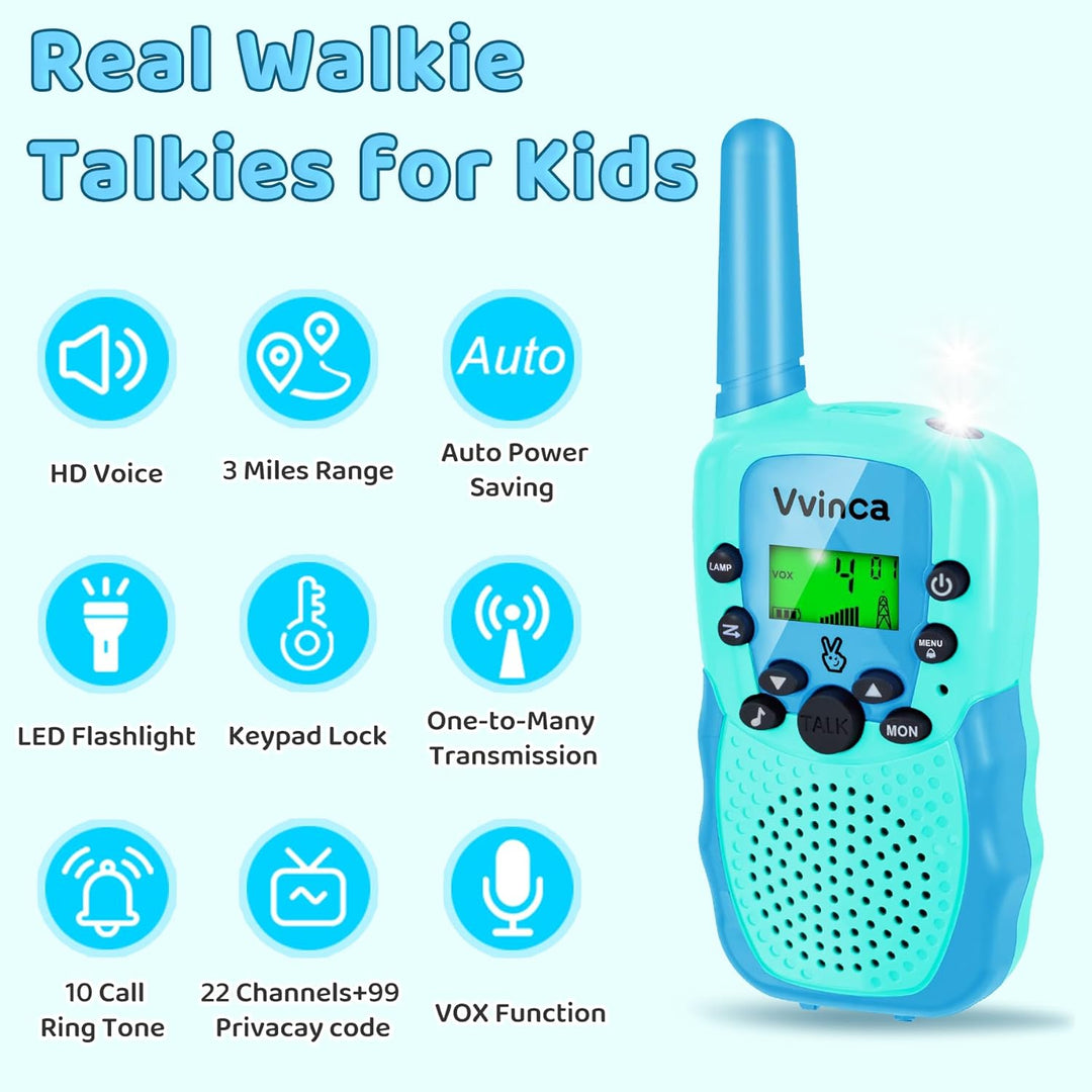 Vvinca Walkie Talkies para Niños Recargables Paquete de 4, Walkie T...
