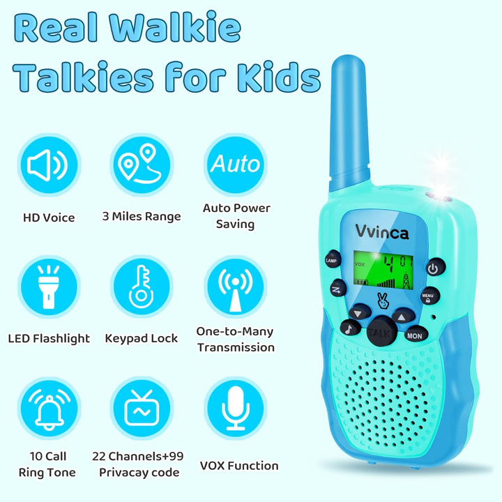 Vvinca Walkie Talkies para Niños Recargables Paquete de 4, Walkie T...
