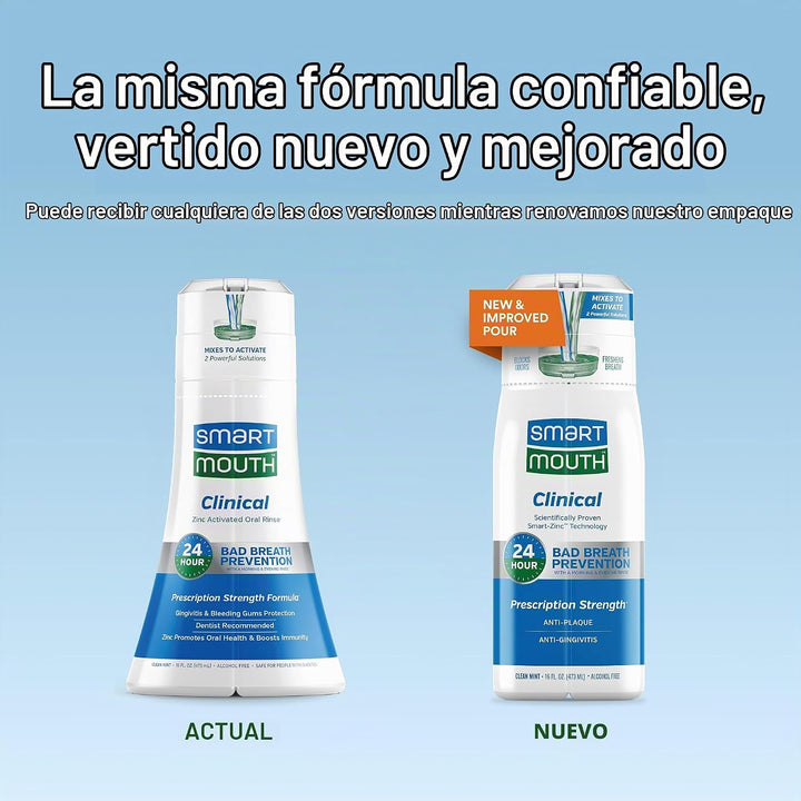 SmartMouth - Enjuague bucal clínico activado con zinc, menta limpia...