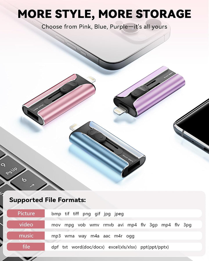 Memoria USB de 256GB con Certificación MFi para iPhone, Memoria USB...
