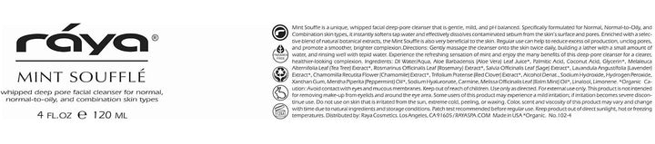 Raya Mint Soufflé Limpiador Facial 16 oz (102) | Lavado facial equi...