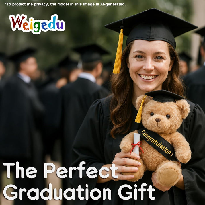 WEIGEDU Oso de peluche de regalo de graduación con gorra, banda y d...
