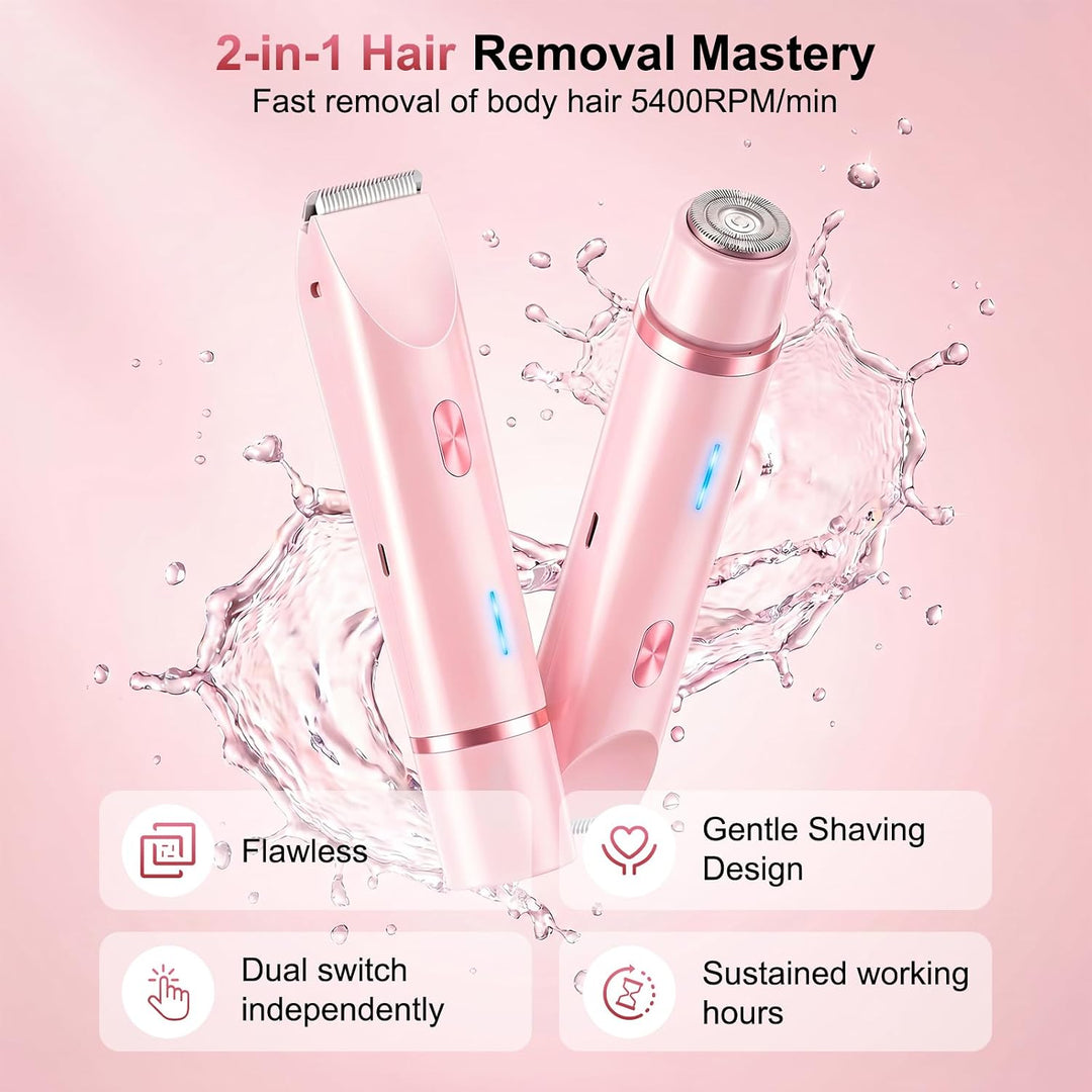 Debark Recortadora de bikini 2 en 1 para mujer, maquinilla de afeit...