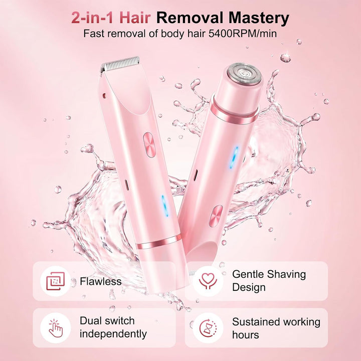 Debark Recortadora de bikini 2 en 1 para mujer, maquinilla de afeit...