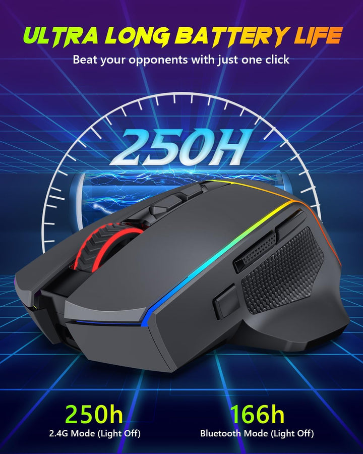 Redragon Ratón Inalámbrico para Juegos, Ratón Ergonómico para Juego...