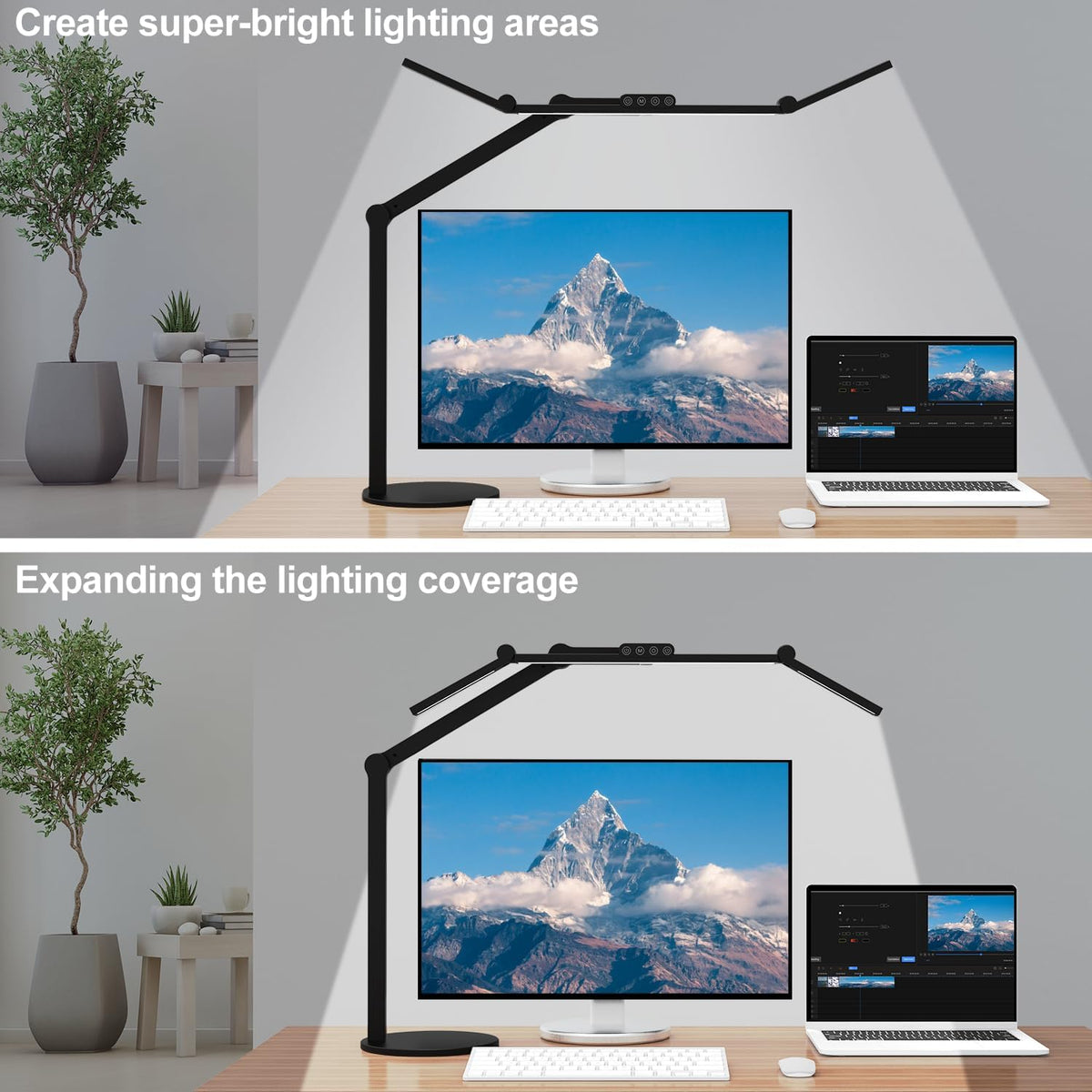 Lámpara lámpara de escritorio de arquitecto con iluminación atmosférica, lámpara de escritorio LED ajustable para el hogar y la oficina con base, lámpara de mesa de 24W con atenuación automática