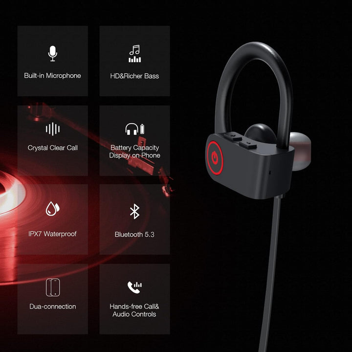Auriculares inalámbricos deportivos Boean con Bluetooth IPX7 imperm...