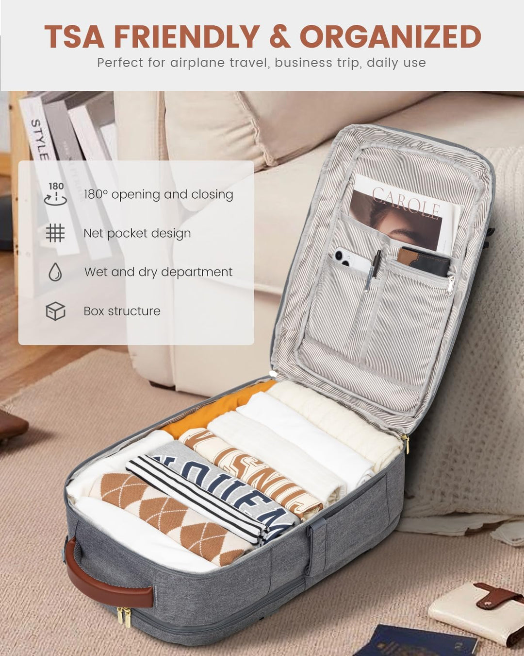 LOVEVOOK Mochila de viaje para mujer y hombre, gris-marrón , Mochil...