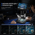 Microscopio Digital Portátil 1000X, Pantalla HD de 5", Lupa para Monedas y Joyas