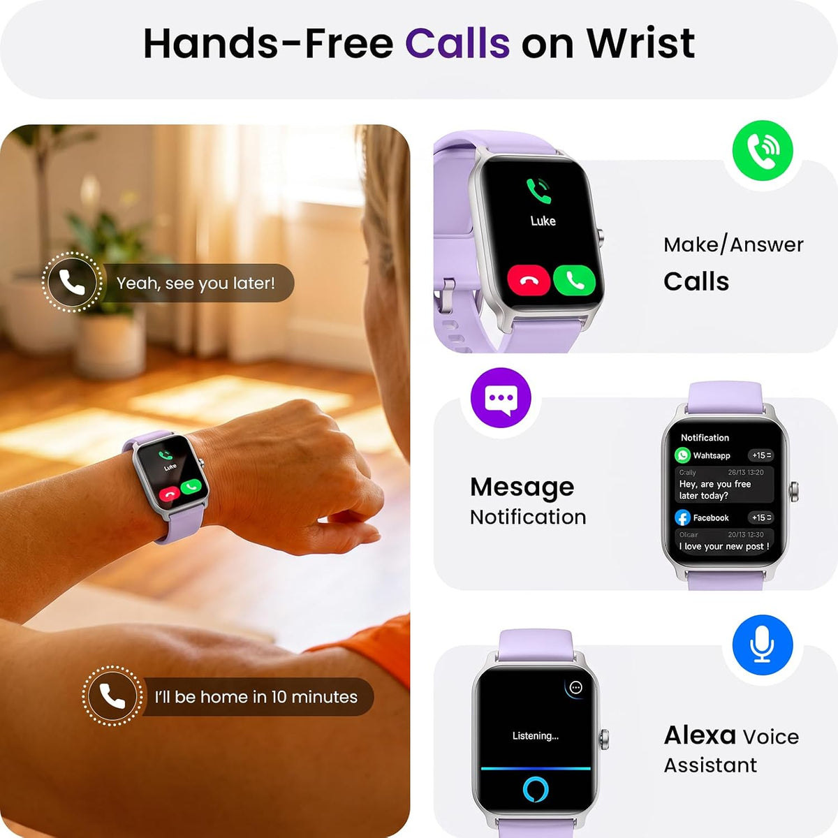 Fitpolo Relojes inteligentes para mujeres y hombres, Alexa incorporado de 1.8 pulgadas, reloj de seguimiento de actividad para Android iOS, rastreador de actividad impermeable con 100 deportes, GPS