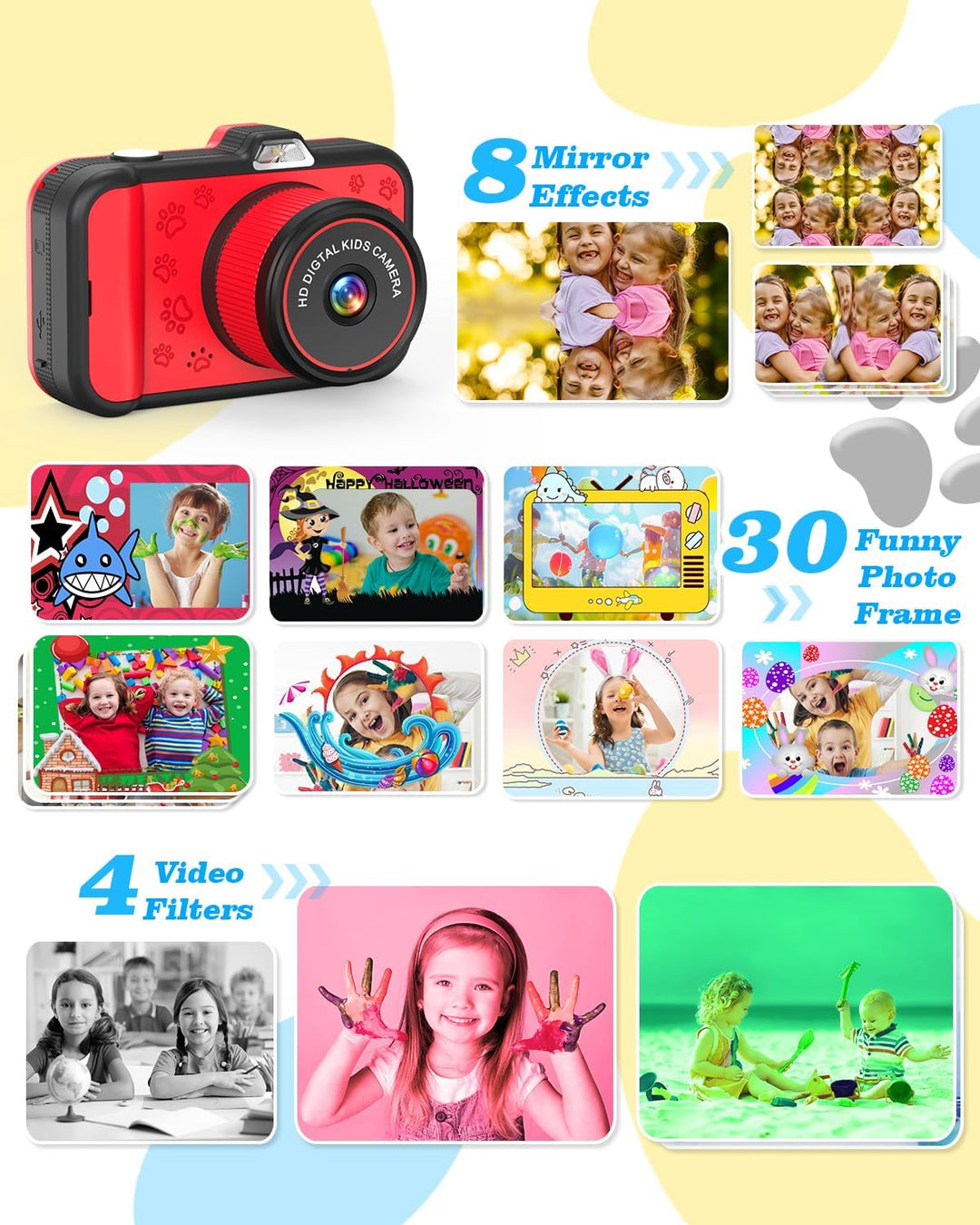 Cámara para niños de 35 pulgadas pantalla grande de 48 MP