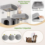 Globlazer Torre de árbol para gatos, muebles para gatos de varios niveles extra altos de 76 pulgadas con cómodos condominios, hamaca y perchas para gatos adultos, perfecto para escalar, rascar y jugar
