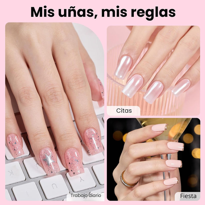 Kit de uñas de gel Beetles Flat-X, puntas cuadradas cortas, 320 pie...