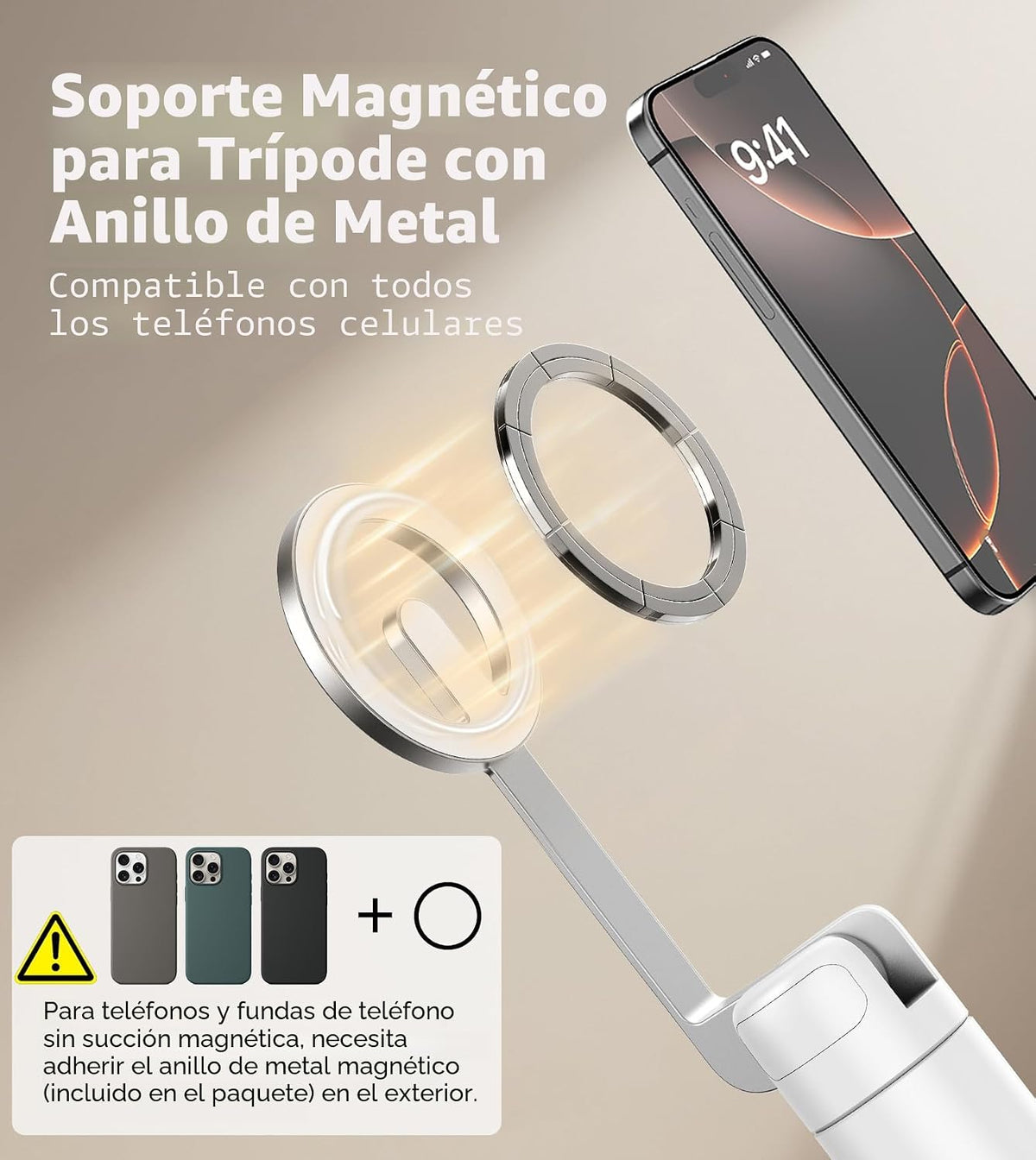 TONEOF 68" Trípode Magnético de Aluminio para Teléfono y Selfie Stick para iPhone y Android