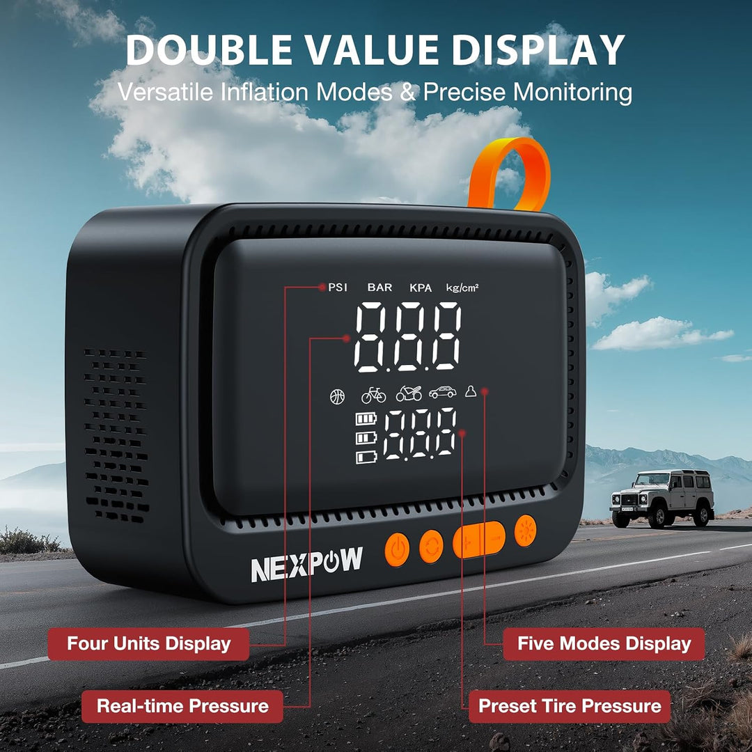 NEXPOW Inflador de neumáticos, compresor de aire portátil, bomba de...