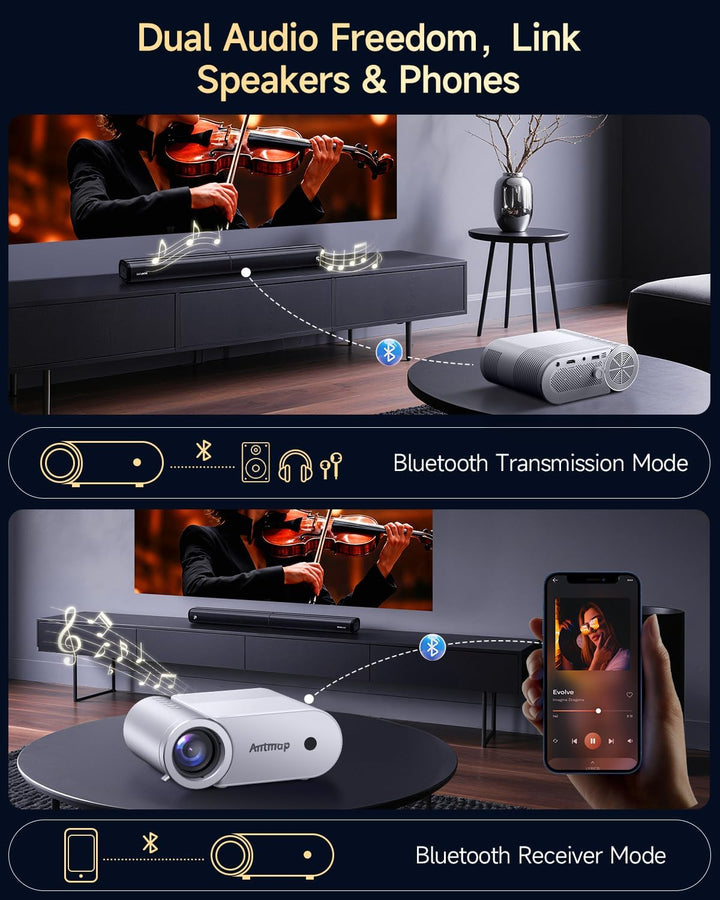 Mini proyector con WiFi y Bluetooth, soporte 1080P proyector portát...