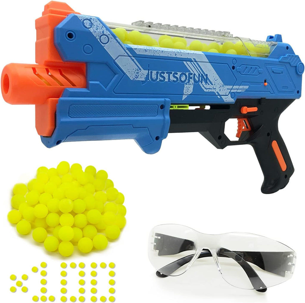 Pistola Blaster con gafas protectoras y 100 rondas para niños y niñas de hasta 110 FPS compatible con dardos Nerf Hyper Rounds, fácil de recargar, soporta hasta 50 rondas (azul claro)