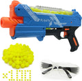 Pistola Blaster con gafas protectoras y 100 rondas para niños y niñas de hasta 110 FPS compatible con dardos Nerf Hyper Rounds, fácil de recargar, soporta hasta 50 rondas (azul claro)