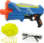 Pistola Blaster con gafas protectoras y 100 rondas para niños y niñas de hasta 110 FPS compatible con dardos Nerf Hyper Rounds, fácil de recargar, soporta hasta 50 rondas (azul claro)