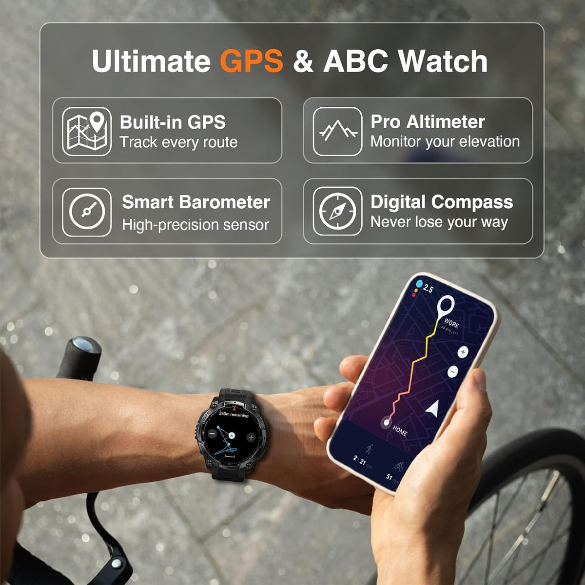Relojes inteligentes militares para hombres, GPS y brújula integrados