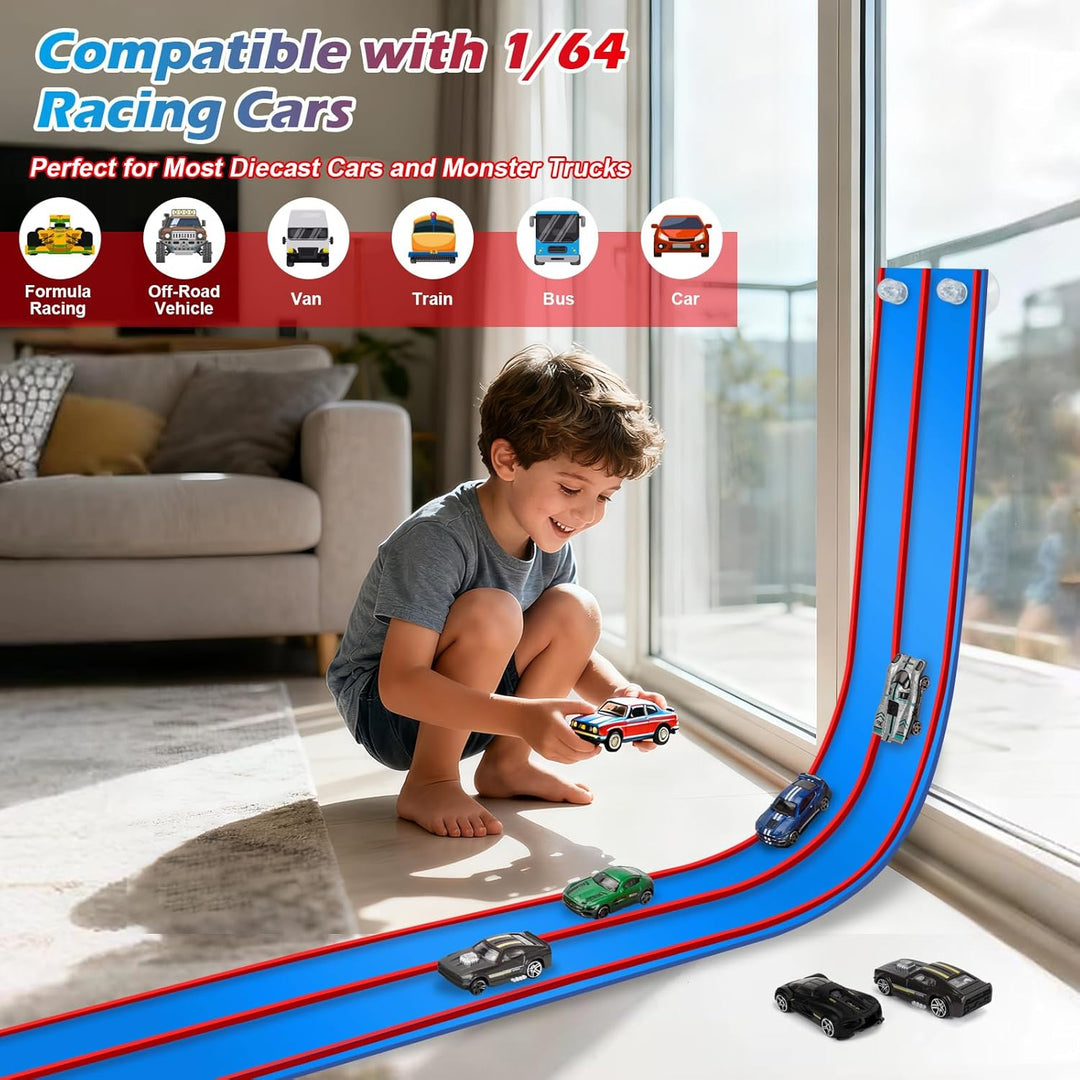 Flexible Race Track Toys for Kids, 15 Ft Flex Tracks Starter Set wi...
