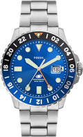Fossil Reloj para Hombre, Cuarzo Azul Acero inoxidable, inspirado en buceo