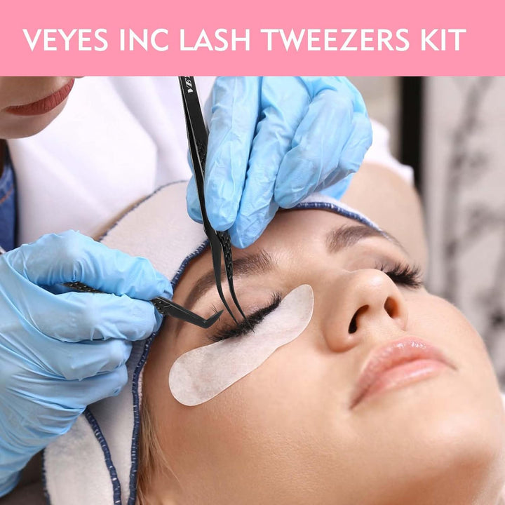 VEYES INC Pinzas de pestañas para extensiones de pestañas, kit de p...