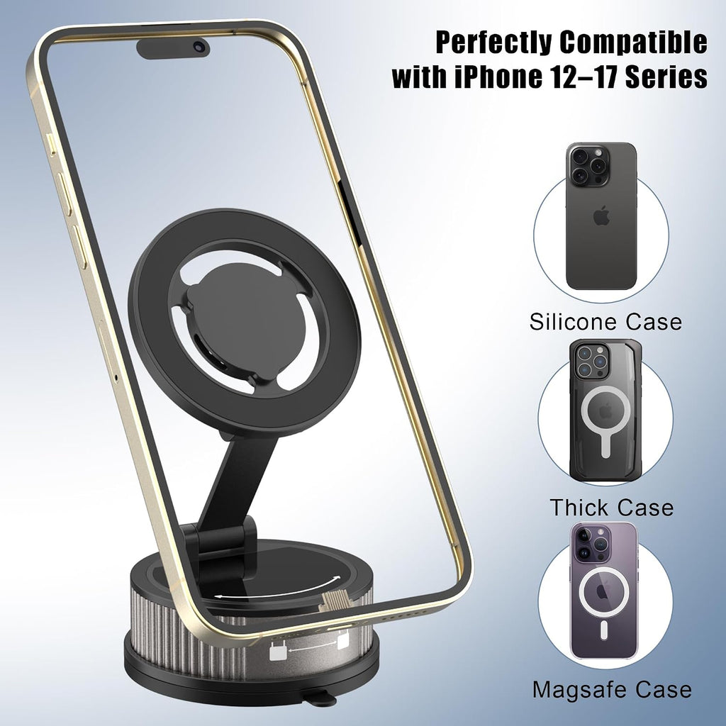 Soporte magnético para teléfono para automóvil con difusor de fragancia, soporte universal giratorio de 360° para teléfono móvil compatible con MagSafe iPhone 17/16/15/14/13/12 y más (gris