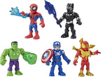 Marvel Super Hero Adventures - Figura de acción de 5 pulgadas, paquete de 5, incluye Capitán América, Spider-Man, 5 accesorios (exclusivo de Amazon)