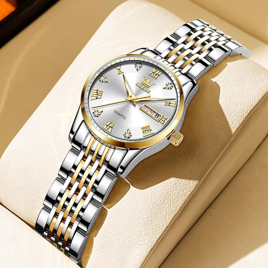 OLEVS Reloj de Lujo para Mujeres, Modo Pequeño de Muñeca, Acero Inoxidable, Reloj para Damas, Calendario