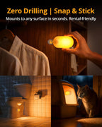 Lámpara Luz nocturna de batería recargable con sensor de movimiento, portátil, apagado automático, regulable para baño, dormitorio, cocina, escaleras, pasillo, mascotas, viajes, paquete de 4, ámbar