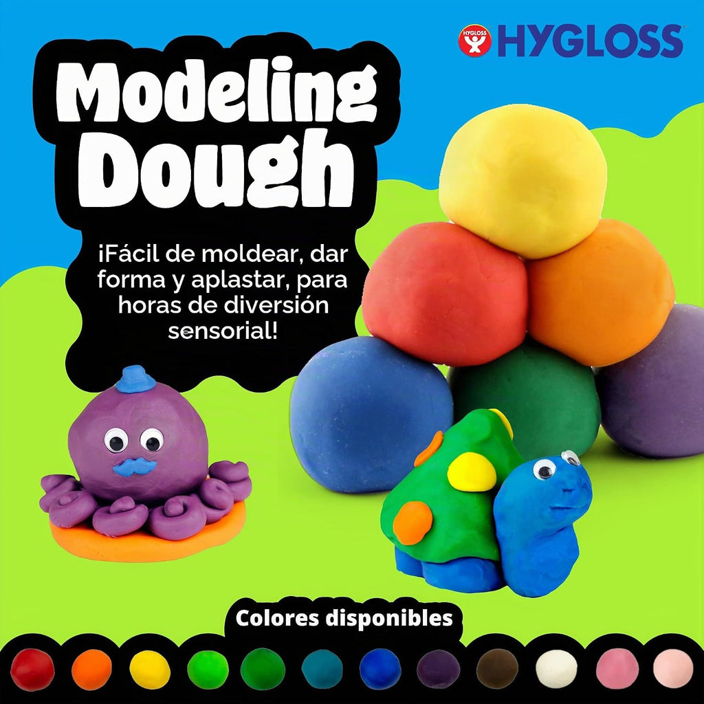 Hygloss Play - Masa de modelado para niños, 6 colores surtidos, 1 libra